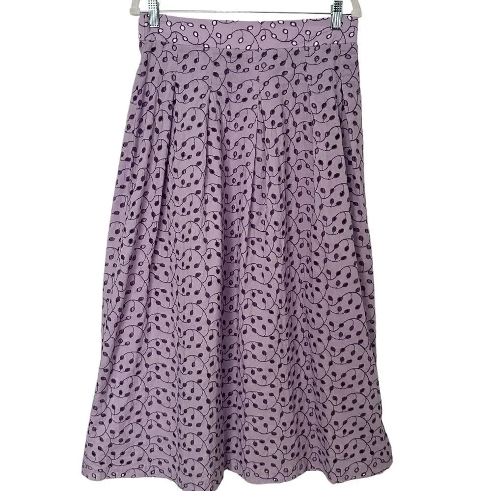 Momoni Zelda Maxi Skirt in Lilac Eyelet| Size 8 - Picture 5 of 10